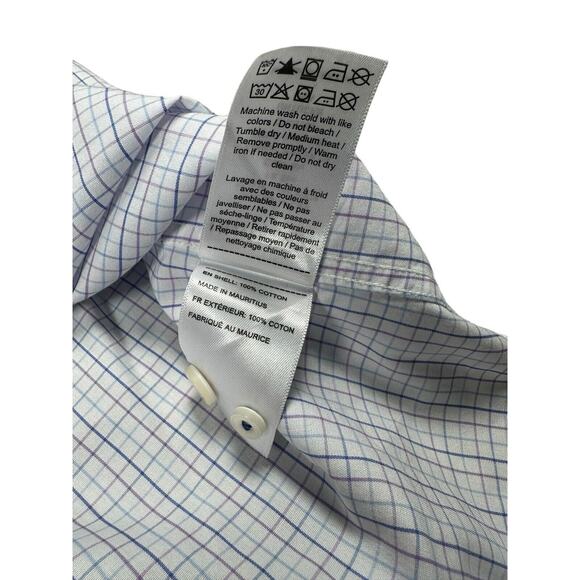 Untuckit Calo Slim Fit Button Up Sz L Wrinkle Free Blue Purple Check Long Sleeve - Picture 7 of 9
